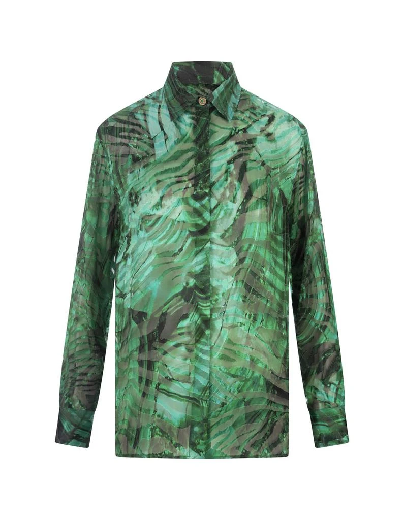 Roberto Cavalli Malachite Shirt In Printed Devoré Satin 1