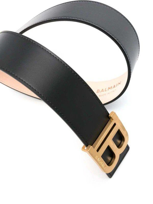Balmain CINTURON NEGRO HEBILLA LOGO DORADA 2