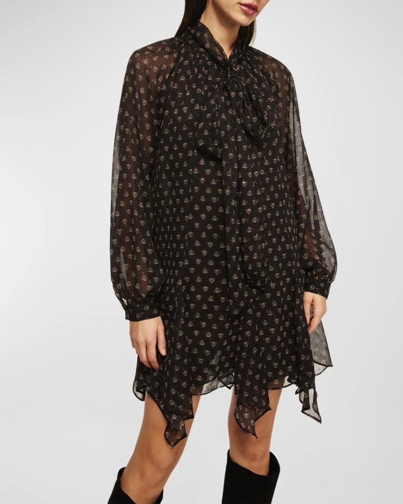 MISA Cindy Chiffon Tie-Neck Handkerchief Mini Dress 2