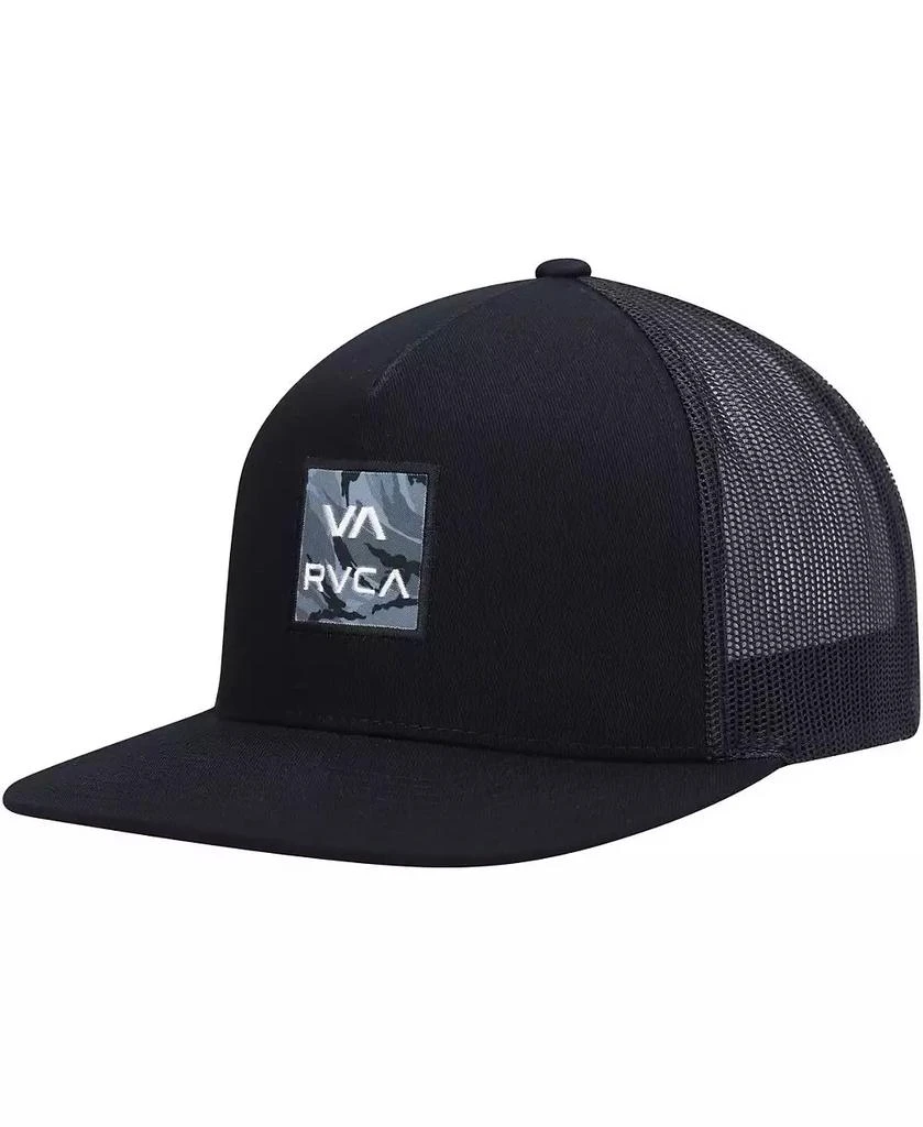 RVCA Men's Black Wordmark VA ATW Print Trucker Snapback Hat 1