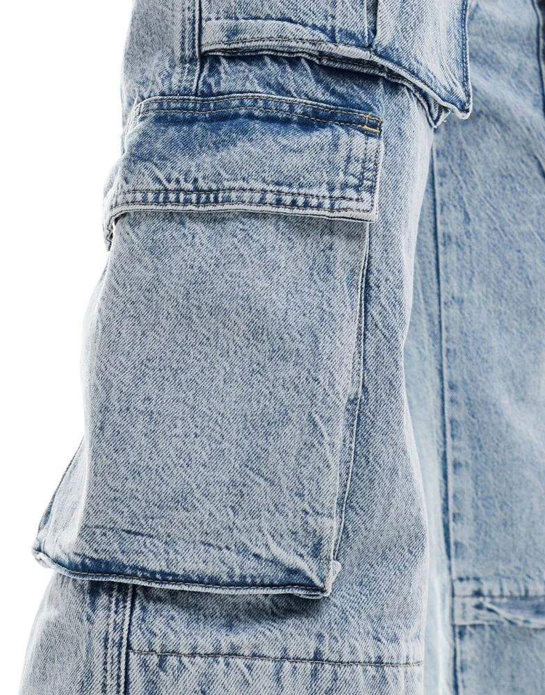 ALL SAINTS AllSaints Echo wide leg cargo jeans in light indigo 3