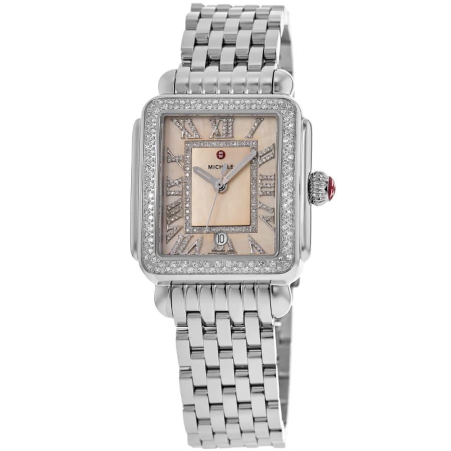 Michele Deco Madison Diamond Quartz Mother of Pearl Dial Steel Women's Watch MWW06T000267