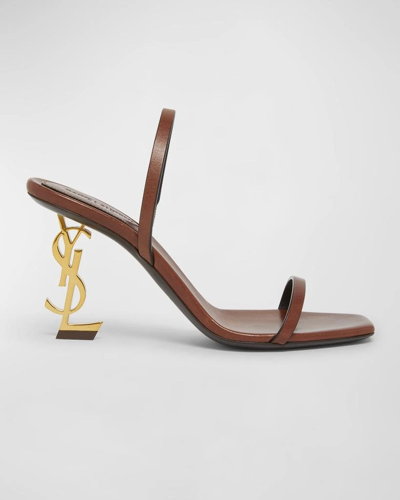 Yves Saint Laurent Opyum Leather YSL-Heel Slide Sandals 1