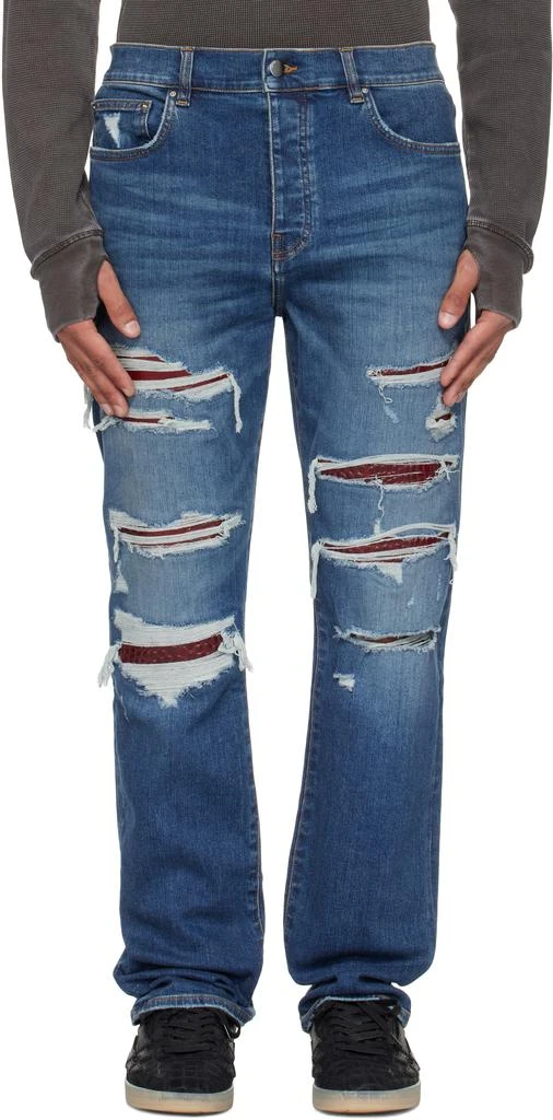 AMIRI Blue Croc Slim Thrasher Jeans 1