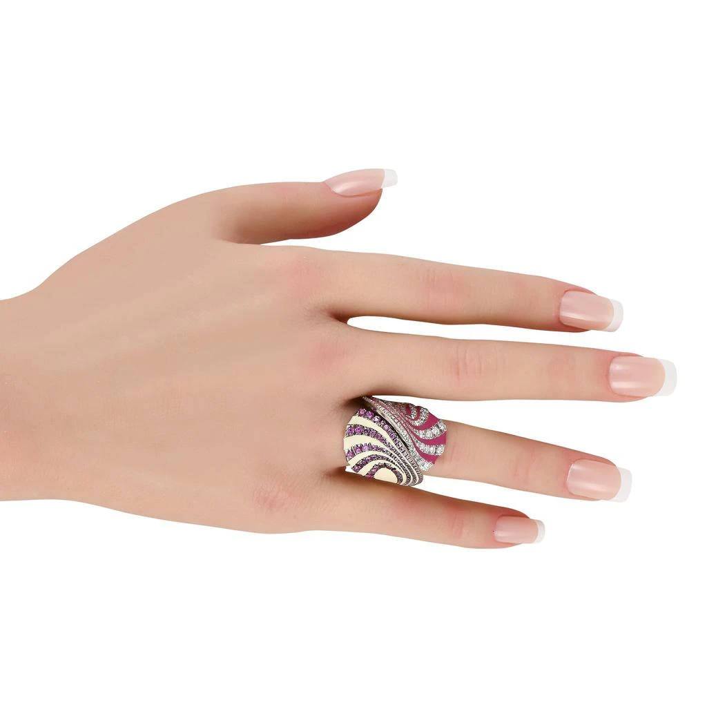 AURELIA 18K White Gold 1.20ct Diamond and Sapphire Enamel Statement Ring AU11-121624 3