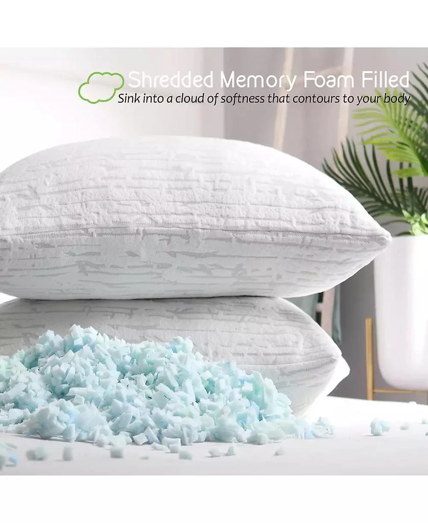 Clara Clark Shredded Memory Foam Pillow, Queen, Set of 4 3