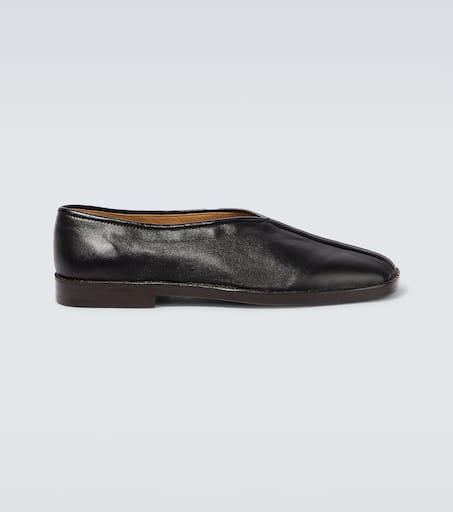 Lemaire Black Piped Crepe Slippers - Business Casual Shoes