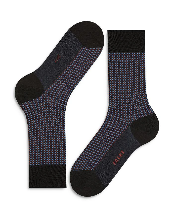 FALKE Uptown Tie Cotton & Nylon Grid Crew Socks 1
