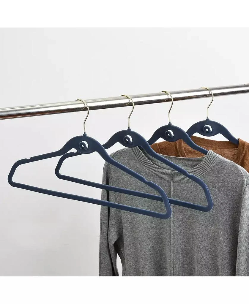 Trio Essentials 20PK Heavy Duty Velvet Hangers with Cascade Hook, 360 Degree Rotatable Hook Navy 3
