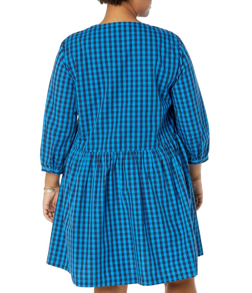 Draper James Plus Size Ruffle Placket Shift in Blue Gingham