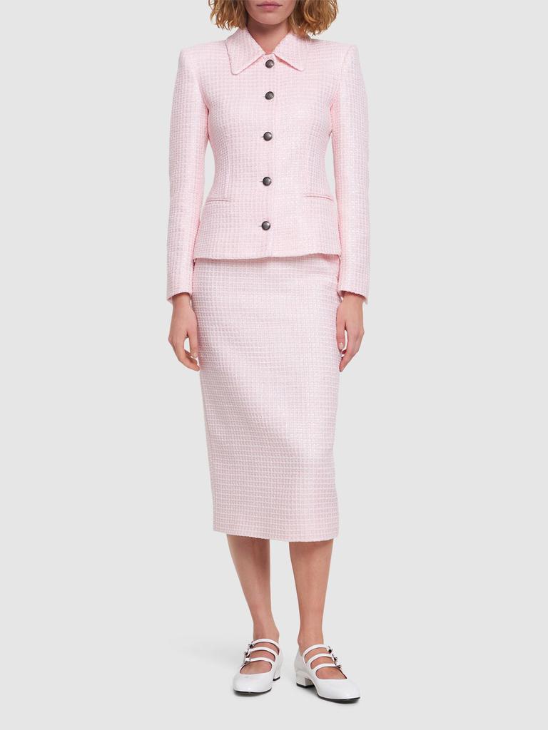 Alessandra Rich Sequined Tweed Single Breasted Jacket