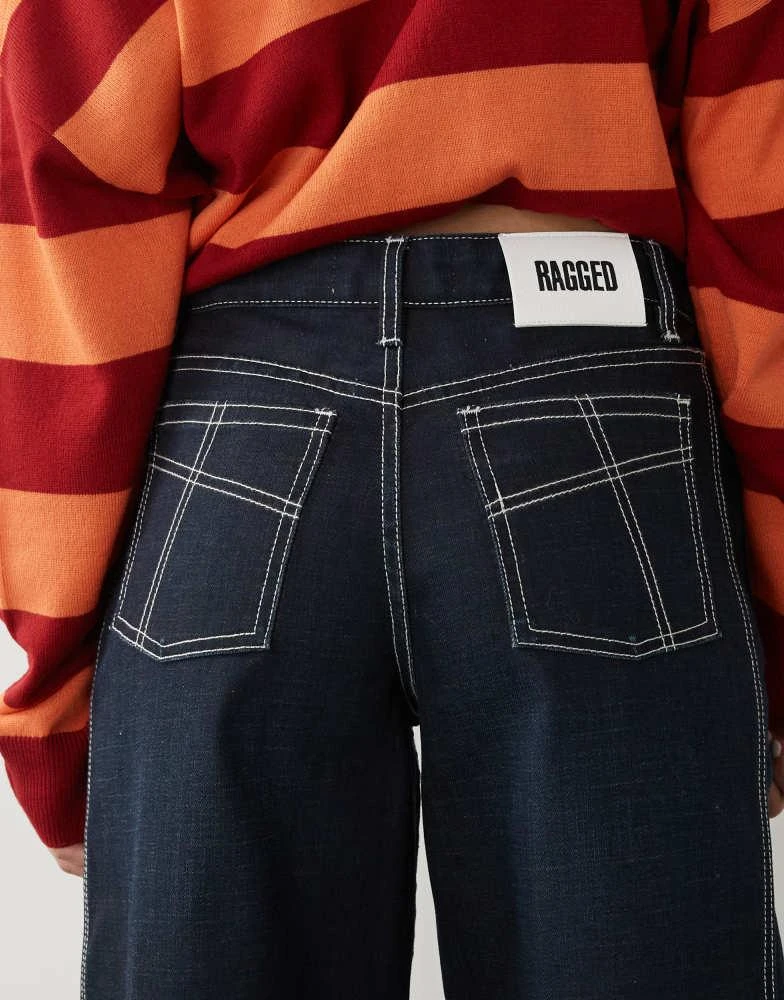 The Ragged Priest The Ragged Priest low rise baggy fit dad trousers in indigo 4