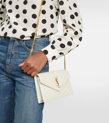 Yves Saint Laurent Cassandre matelassé envelope leather wallet on chain 7