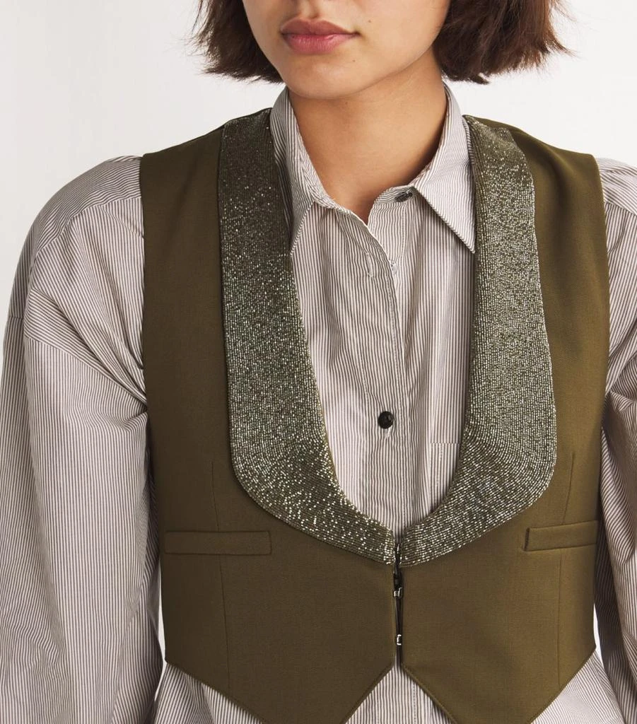 Weekend Max Mara Virgin Wool-Blend Beaded Waistcoat 6