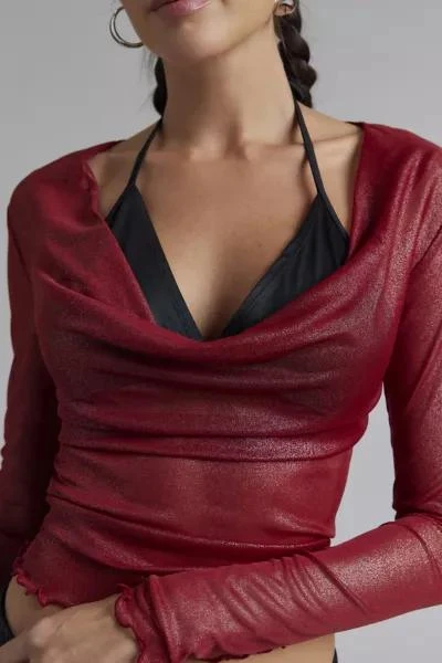 Silence + Noise Silence + Noise Miley Metallic Mesh Cowl Neck Twoffer Top 2