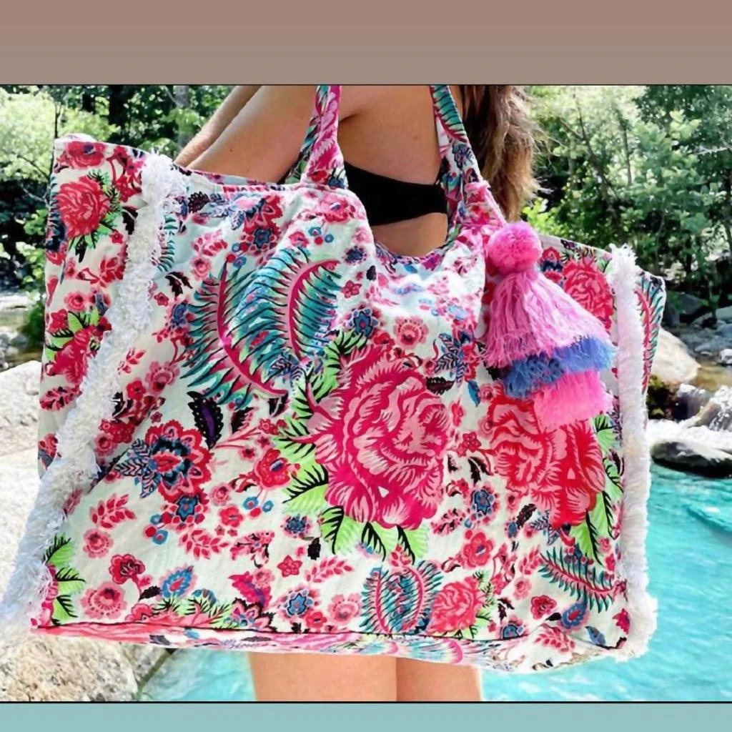 Debbie Katz Oversized Boho Beach Tote Bags In Boho Rose 4