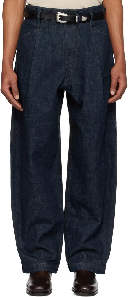 Lemaire Blue Pleated Workwear Jeans 1