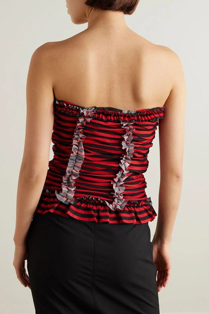 Molly Goddard Tracey strapless ruffled striped tulle top 4