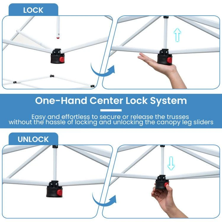 Hivvago 10 X 10 Ft Foldable Outdoor Patio Shelter Canopy Tent With 1-Push Center Lock 5