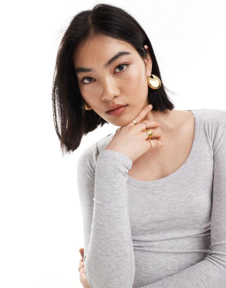 Cotton:On Cotton:On Staple rib scoop neck long sleeve top in grey 1