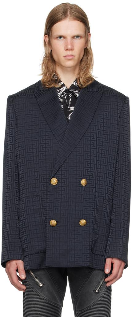 Balmain Navy PB Labyrinth Blazer