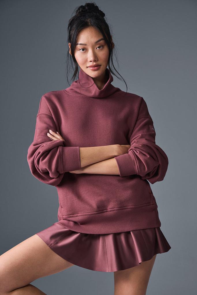 Alo Hazy Mock Neck Pullover - Burgundy Truffle - Hoodies - Free