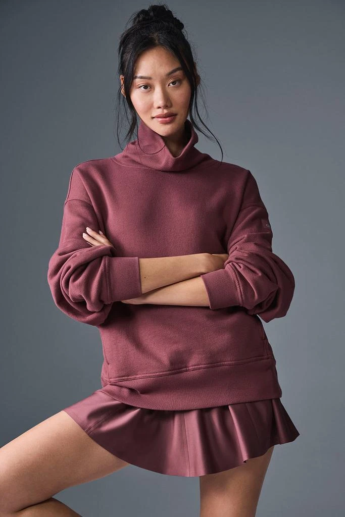Alo Hazy Mock Neck Pullover - Dark Athletic Heather Grey 1