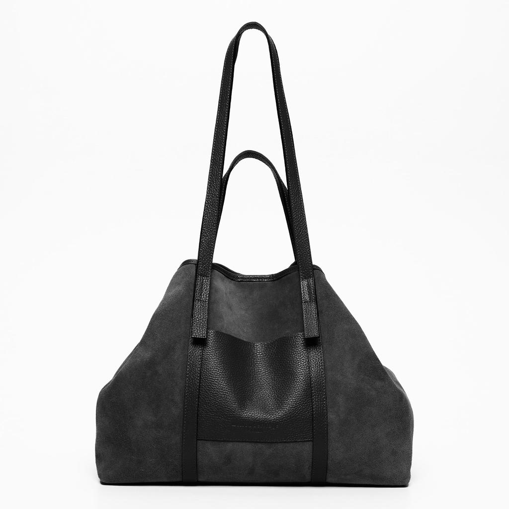 Maison Heritage Sac Cabas Mini Malta Suede - Noir - Femme