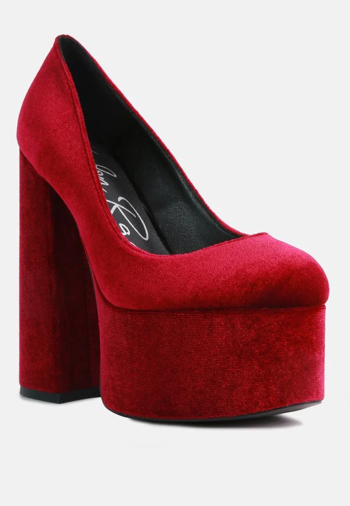London Rag old novelty platform heel velvet pumps 5