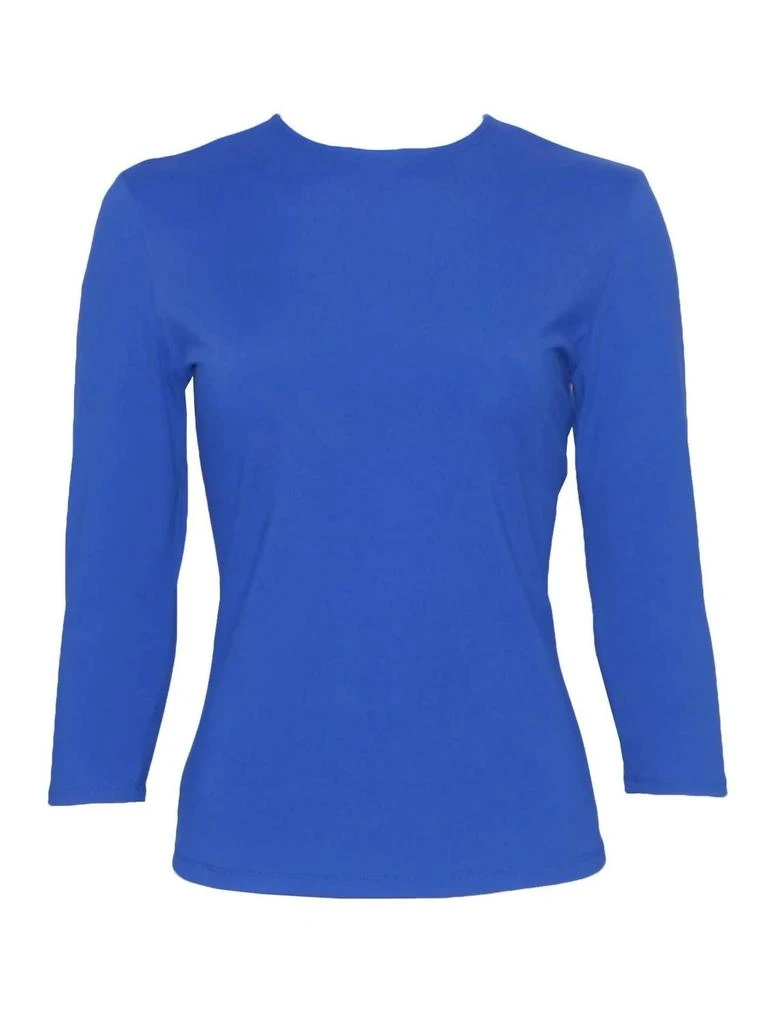 Linda Leal Three Quarter Sleeve Shell Shirt In Royal Blue 1
