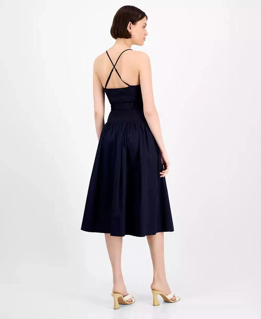 En Saison Women's Melody Mixed-Media Belted Midi Dress 5