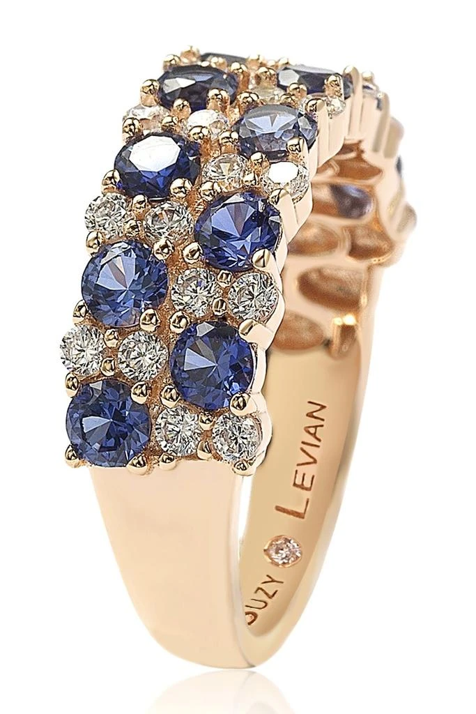 Suzy Levian Rose Sterling Silver Double Row Sapphire & Lab Grown Sapphire Eternity Ring 3