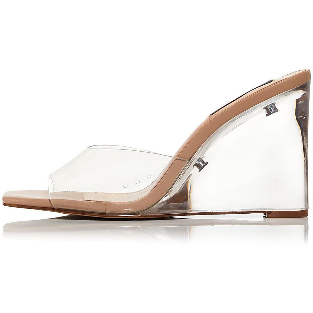 Aqua Icy Womens Slip-On Peep-Toe Wedge Sandals