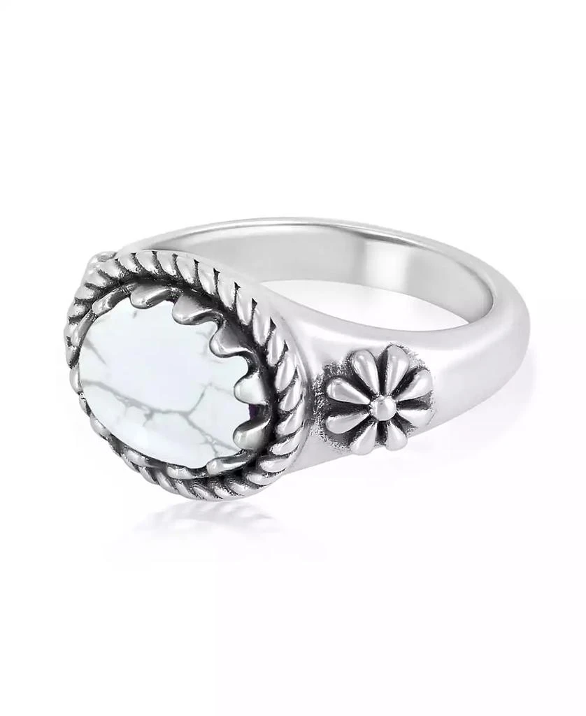 American West Jewelry Sterling Silver White Howlite East West Ring, Size 5 to 3