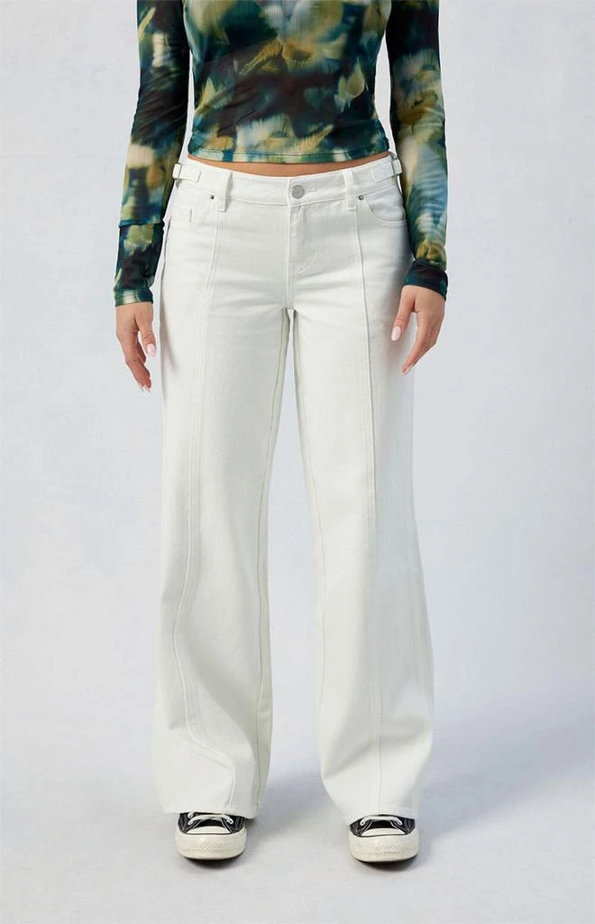 PacSun White Paneled Low Rise Baggy Jeans 1