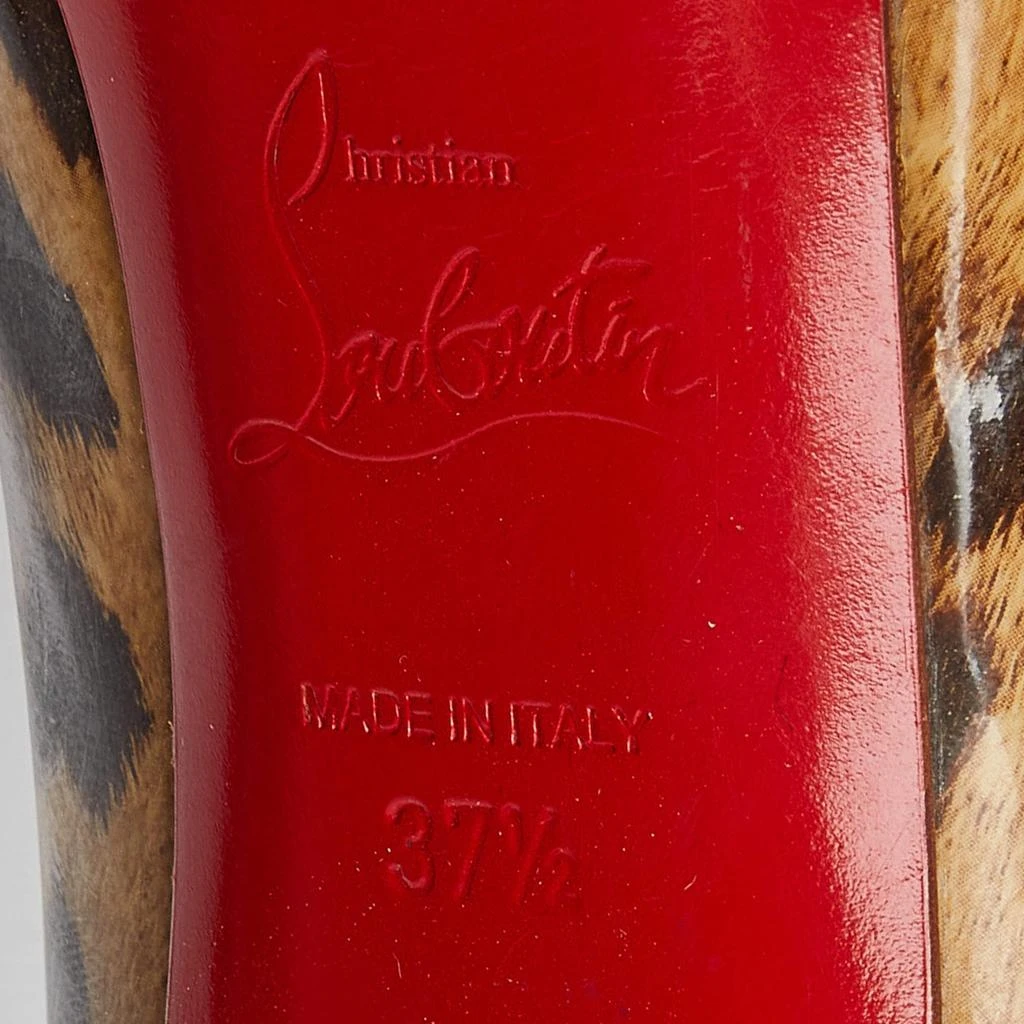 Christian Louboutin Christian Louboutin Brown/Beige Leopard Print Leather Ron Ron Peep Toe Platform Pumps Size 37.5 8