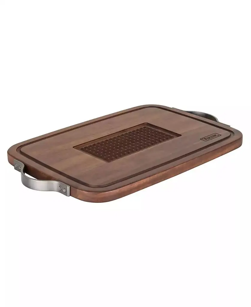 VIKING Acacia Carving Board with Juice Well and Metal Handles