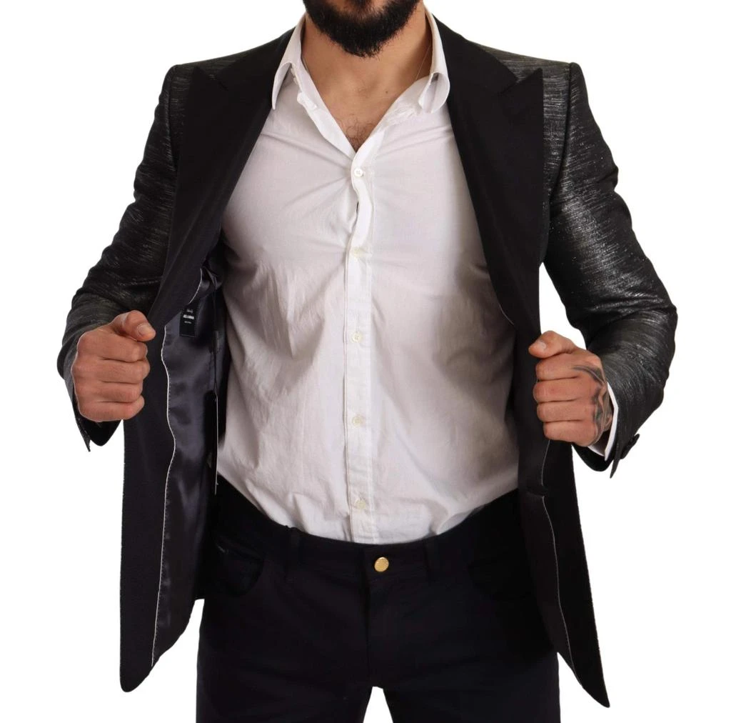 Dolce & Gabbana Dolce & Gabbana Gray Metallic Black Slim Tuxedo Blazer 5