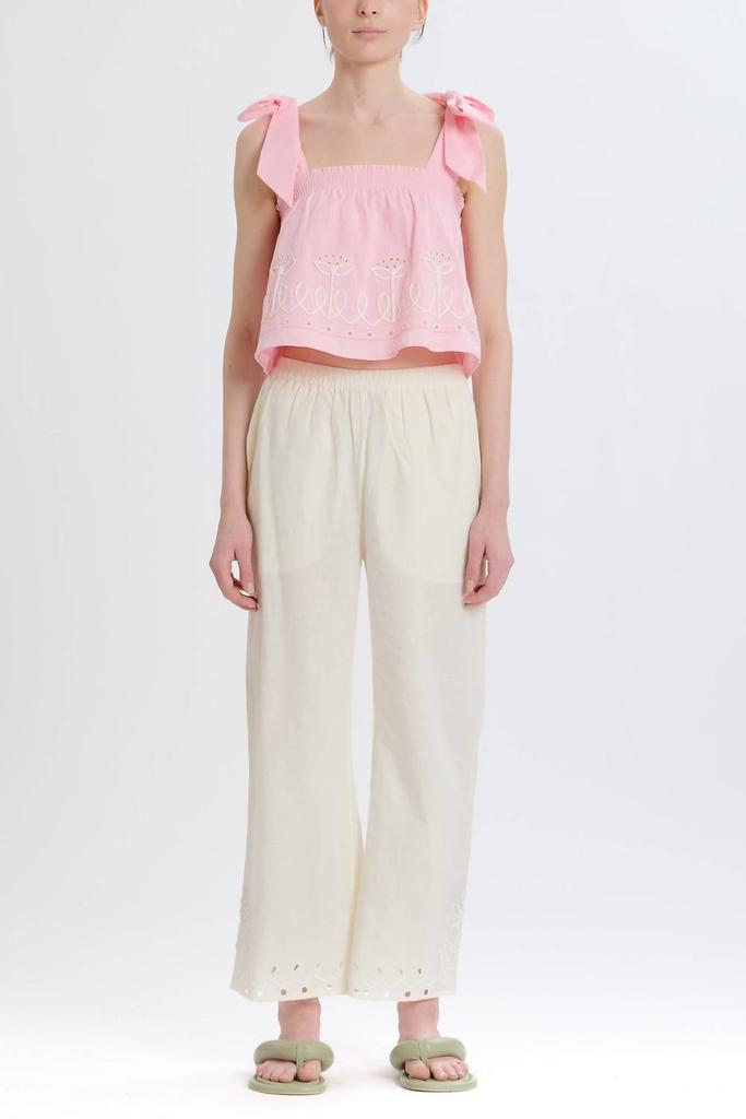 Something Navy Something Navy - Embroidered Tie Shoulder Top