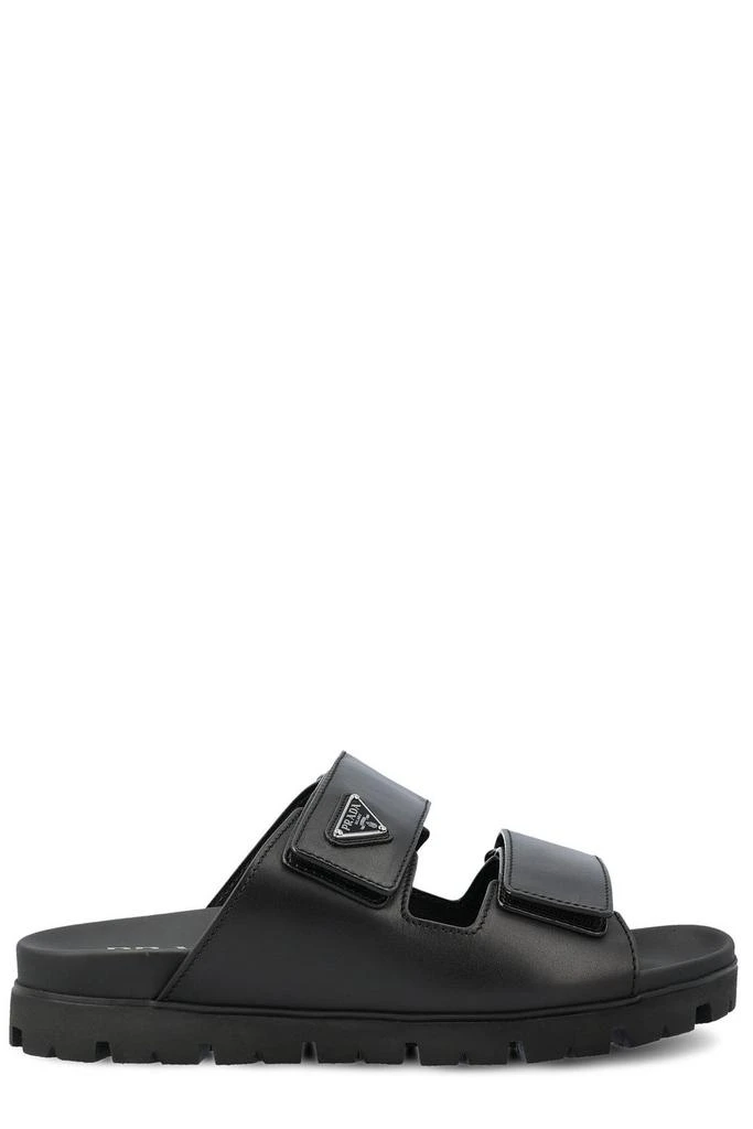 Prada Prada Enamel-Triangle Slip-On Sandals 1