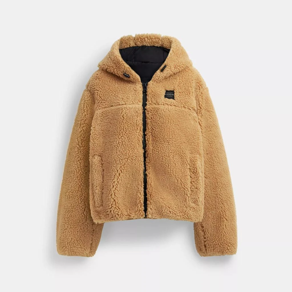 Coach Outlet Coach Fleece Jacket Shop Tonal Sherpa Zip Hoodie In 