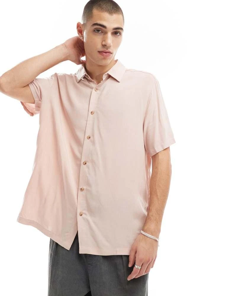 ASOS ASOS DESIGN relaxed viscose shirt in dusty pink 1