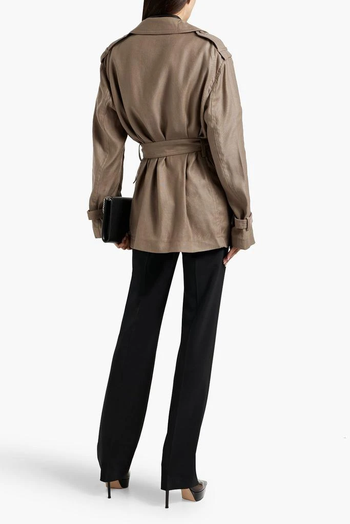 Helmut Lang Belted Lyocell and linen-blend jacket 3