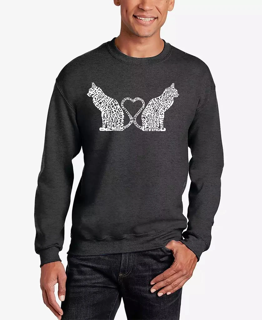 LA Pop Art Cat Tail Hearts - Men's Word Art Crewneck Sweatshirt 5