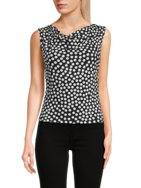 Renee C. Polka Dot Cowl Neck Top