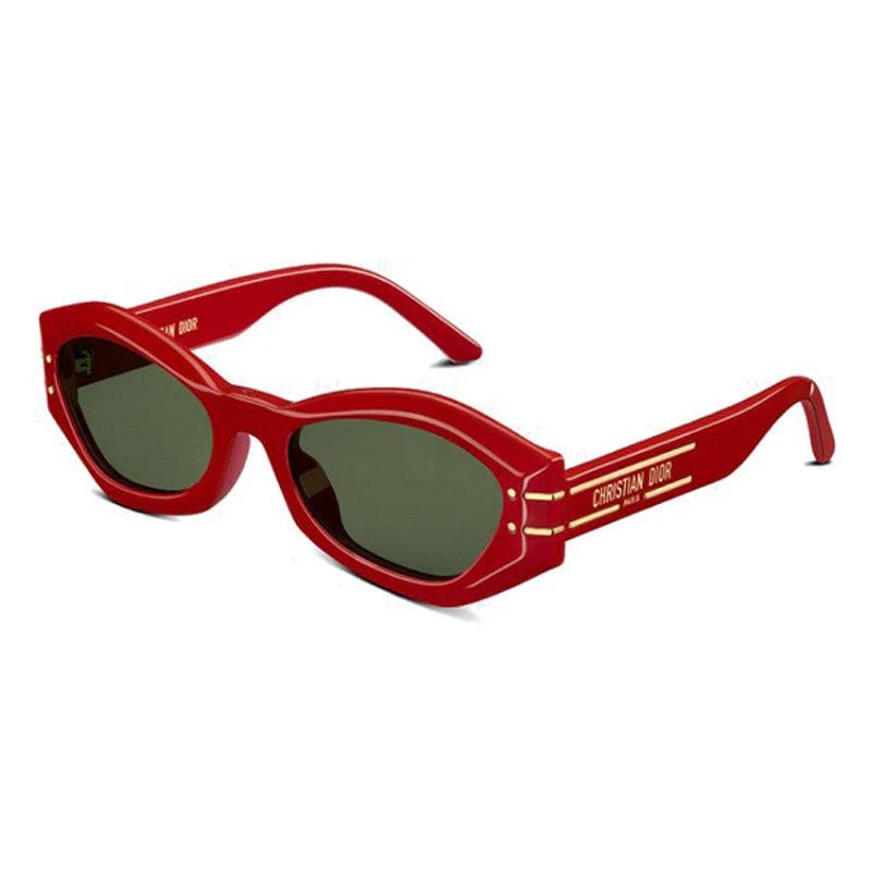 Dior Dior Cat Eye Full Rim, with a Red frame and Green lens.