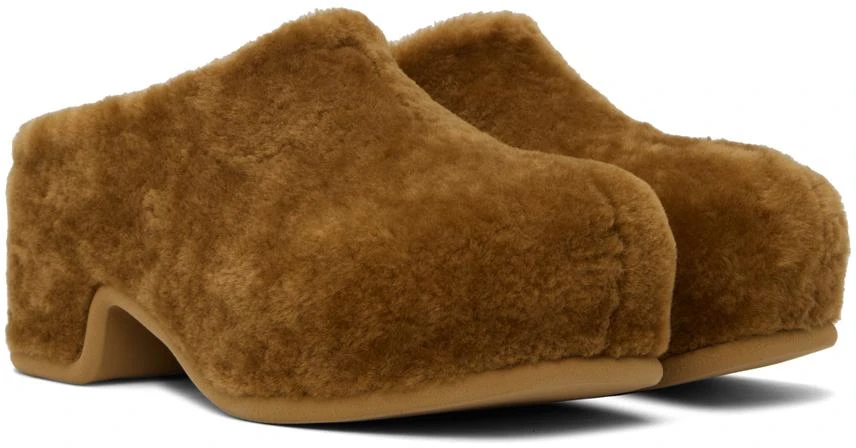 Dries Van Noten Tan Shearling Clogs 4