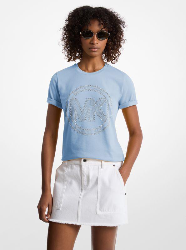 Michael Kors Studded Logo Charm Organic Cotton Jersey T-Shirt
