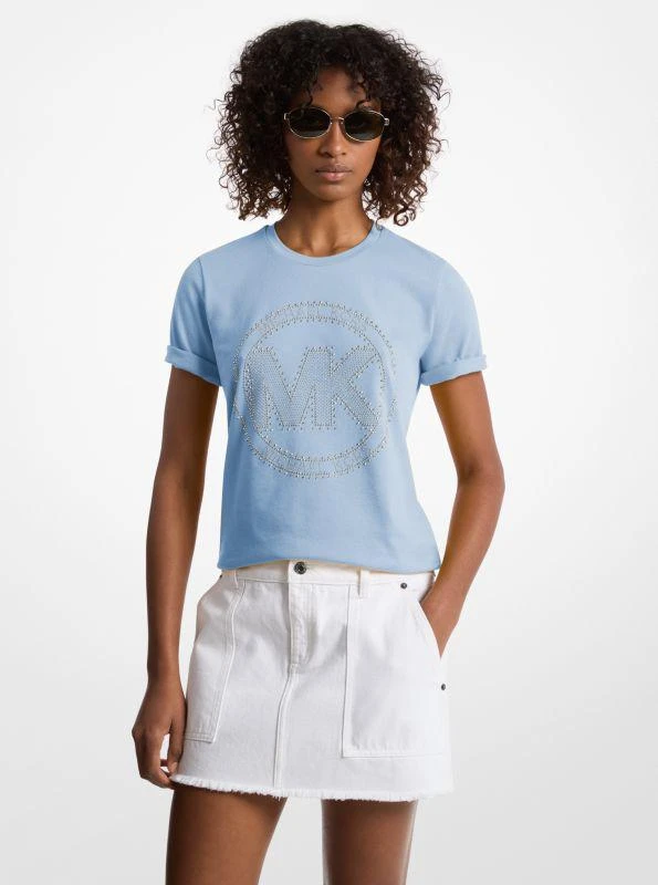 Michael Kors Studded Logo Charm Organic Cotton Jersey T-Shirt 1