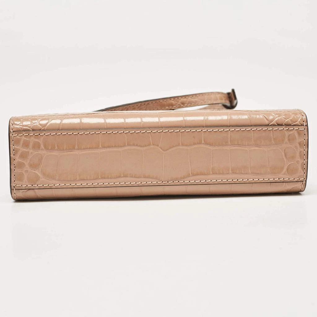 Tory Burch Tory Burch Beige Croc Embossed Leather Petite Lee Radziwill Top Handle Bag 7